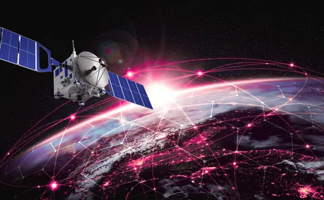 Satelit în orbită, conectivitate globală prin tehnologie avansată.