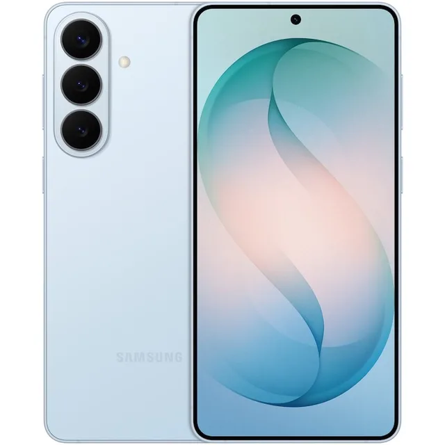 Samsung Galaxy S26+ în nuanță albă, evidențiind camera și ecranul AMOLED.