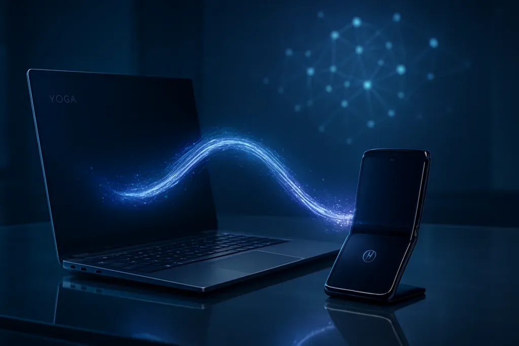 Integrarea fluidă între laptopuri și telefoane mobile cu Qira de la Lenovo.