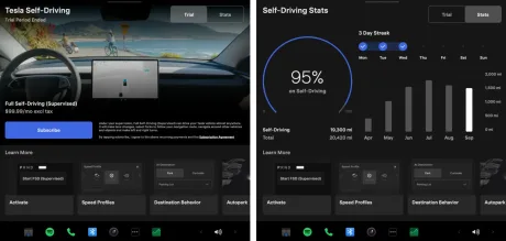 Noua aplicație Tesla oferă statistici și activare rapidă pentru condusul autonom.