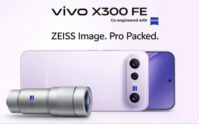 Smartphone-ul vivo X300 FE cu lentile Zeiss și specificații avansate pentru fotografiere.