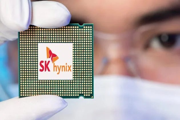 Cipuri SK Hynix, simbol al creșterii în tehnologia AI.