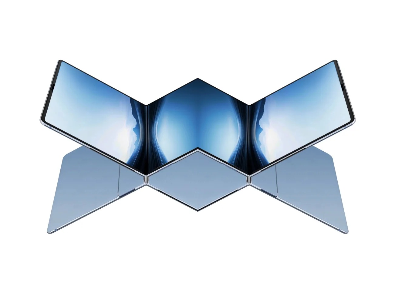 Prototip de tabletă pliabilă cu ecran OLED, design modern și sofisticat.