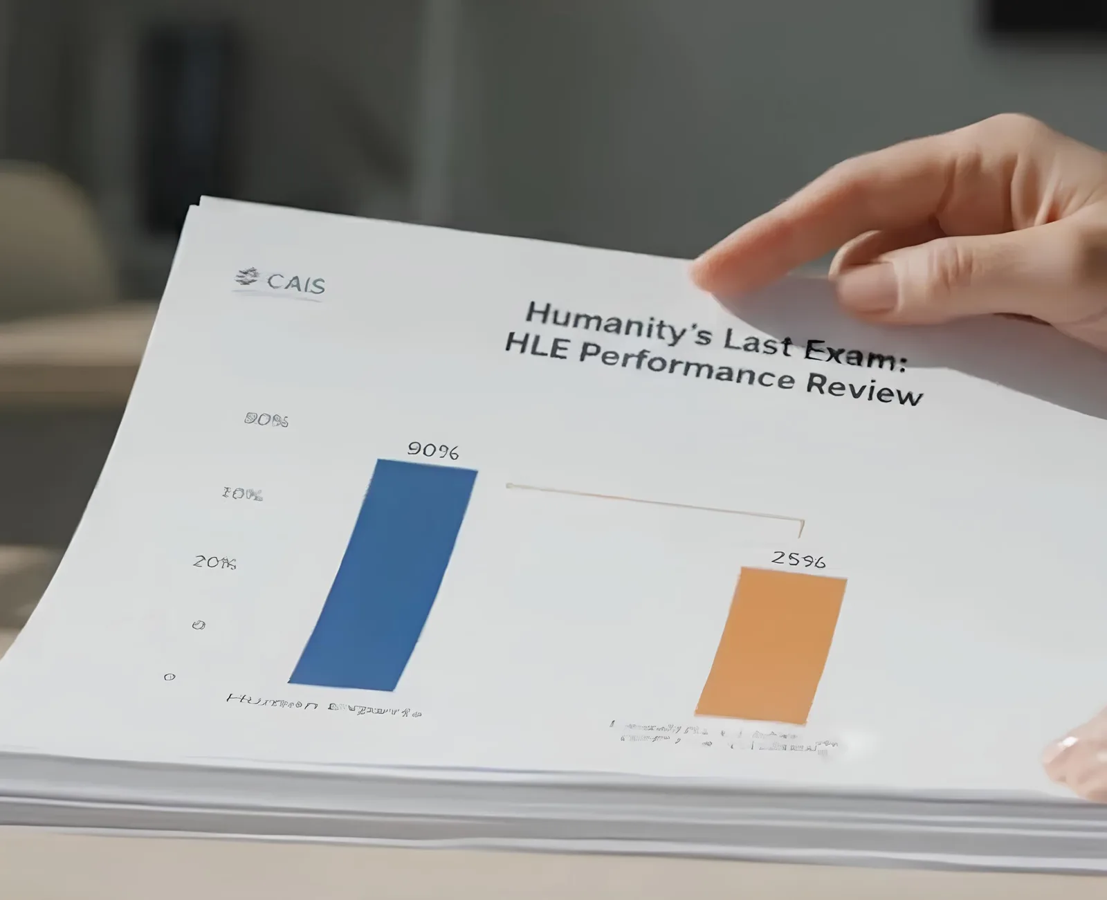 Grafic care ilustrează performanța modelelor AI în testul Humanity's Last Exam.