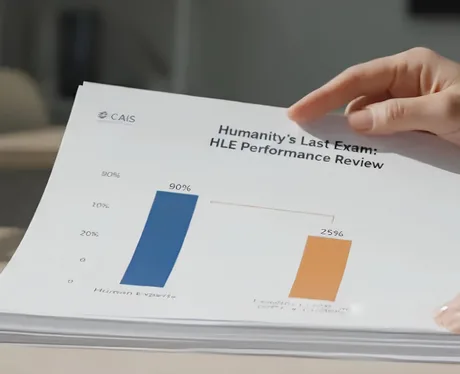Grafic care ilustrează performanța modelelor AI în testul Humanity's Last Exam.