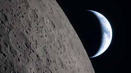 Vedere spectaculoasă a Pământului de pe Lună în timpul misiunii Artemis II.