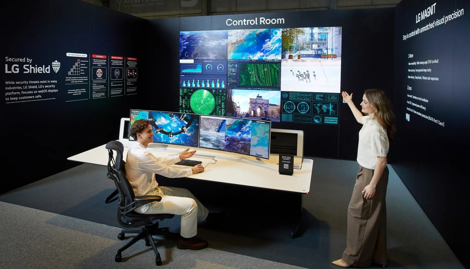 Standul LG la ISE 2026, demonstrând soluții integrate pentru diverse industrii.