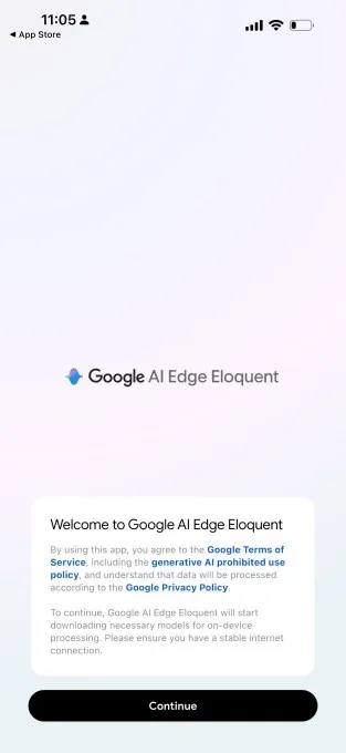 Logo-ul aplicației Google AI Edge Eloquent pe fundal alb