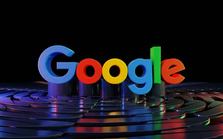 Logo-ul Google pe un fundal întunecat, evidențiind culorile vibrante.