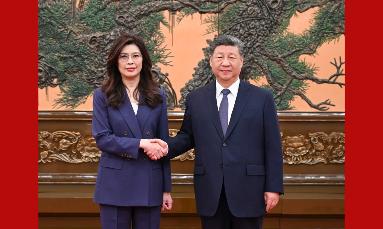 Xi Jinping și lidera KMT, Cheng Li-wun, la o întâlnire importantă pentru relațiile Taiwan-China.
