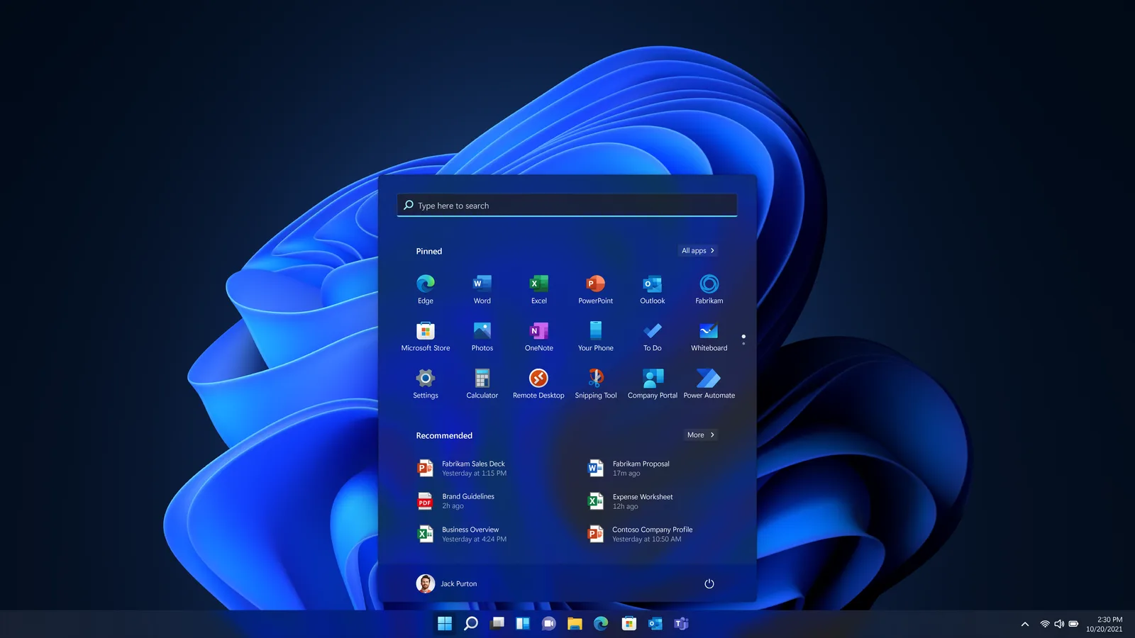 Interfața modernă a Windows 11 cu aplicații și opțiuni de personalizare.