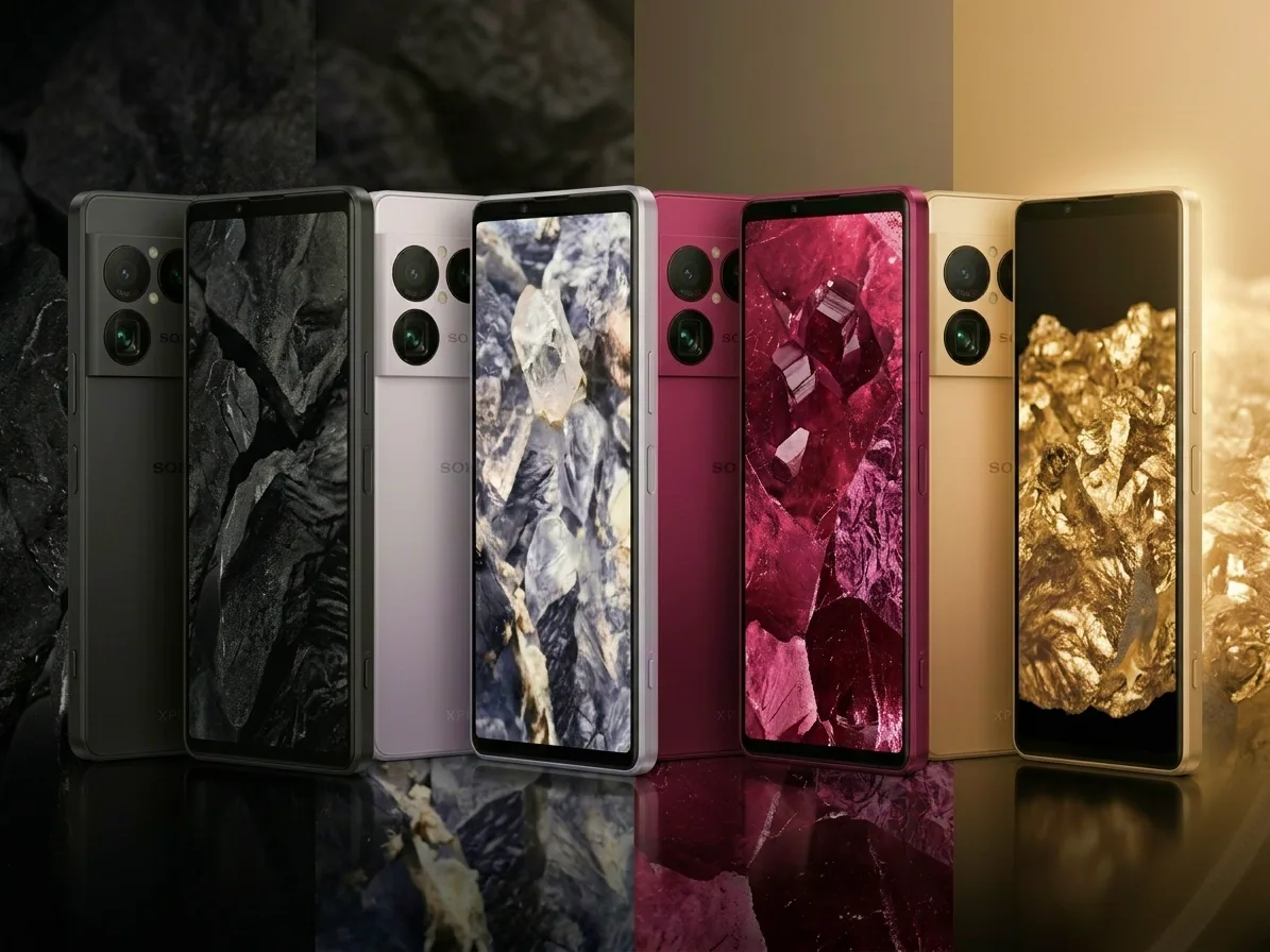 Patru variante de culoare pentru Sony Xperia 1 VIII, cu design modern.