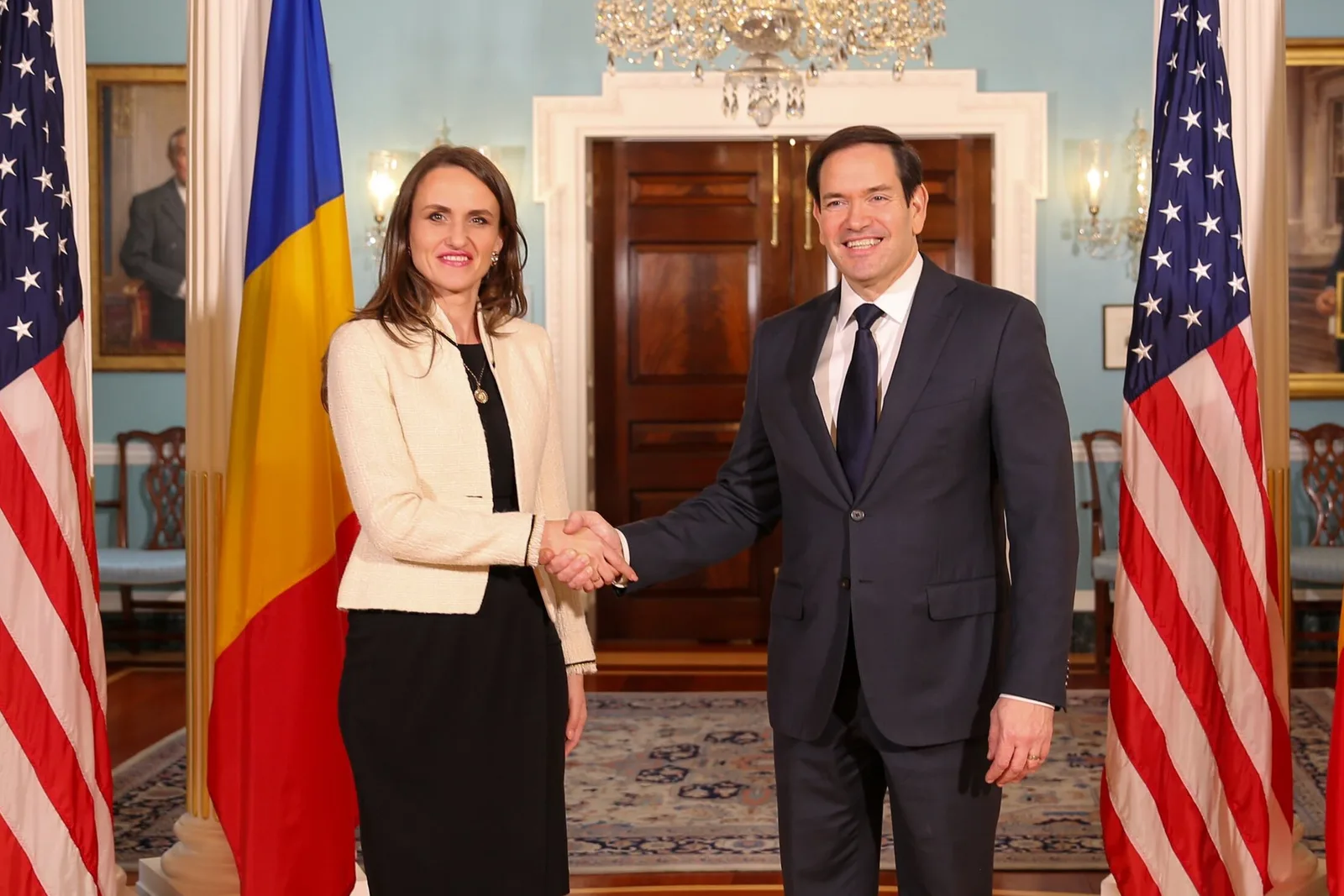 Oana Țoiu și Marco Rubio la întâlnirea de la Washington D.C.