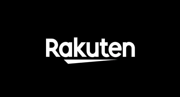 Logo-ul Rakuten pe fundal negru, simbolizând integrarea în Orange TV Go.