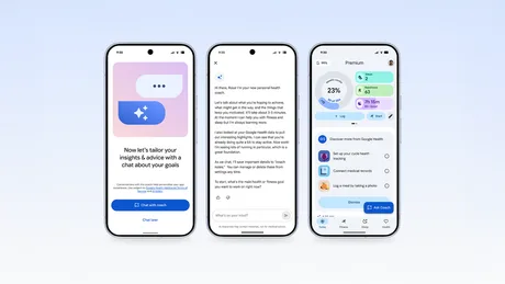 Interfața aplicației Google Health Coach cu recomandări personalizate pentru utilizatori.