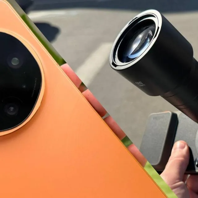 Detaliu al camerei telefonului OPPO Find X9 Ultra cu zoom optic.