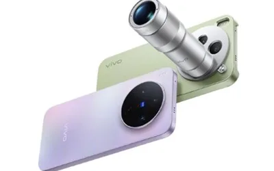 Un smartphone vivo cu un design modern și un obiectiv special.