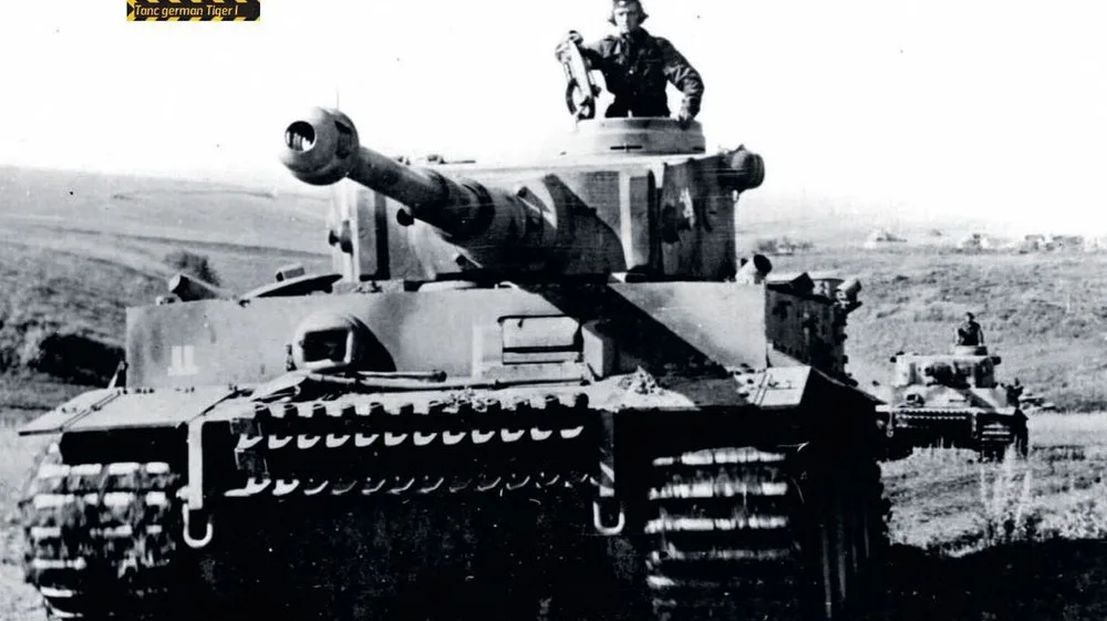 Tanc german având un soldat pe turela sa în timpul războiului.