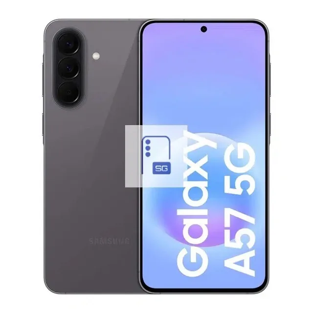 Galaxy A57 cu design modern și ecran plat.