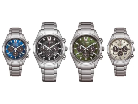 Cronografe din titan cu sticlă de safir în patru culori elegante.