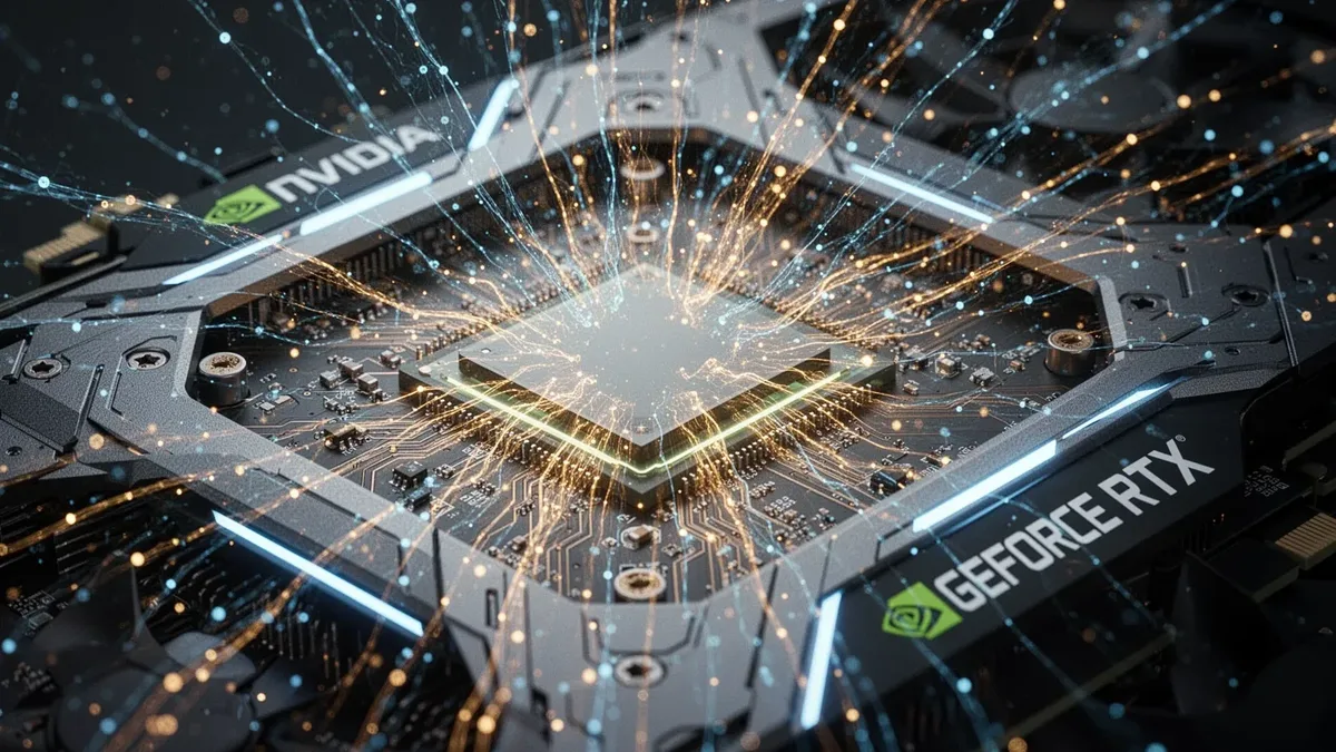 Cip Nvidia RTX cu detalii tehnologice avansate pentru grafică.