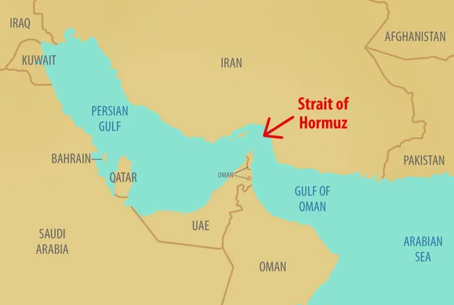 Harta Strâmtorii Ormuz, punct cheie pentru transportul maritim global.