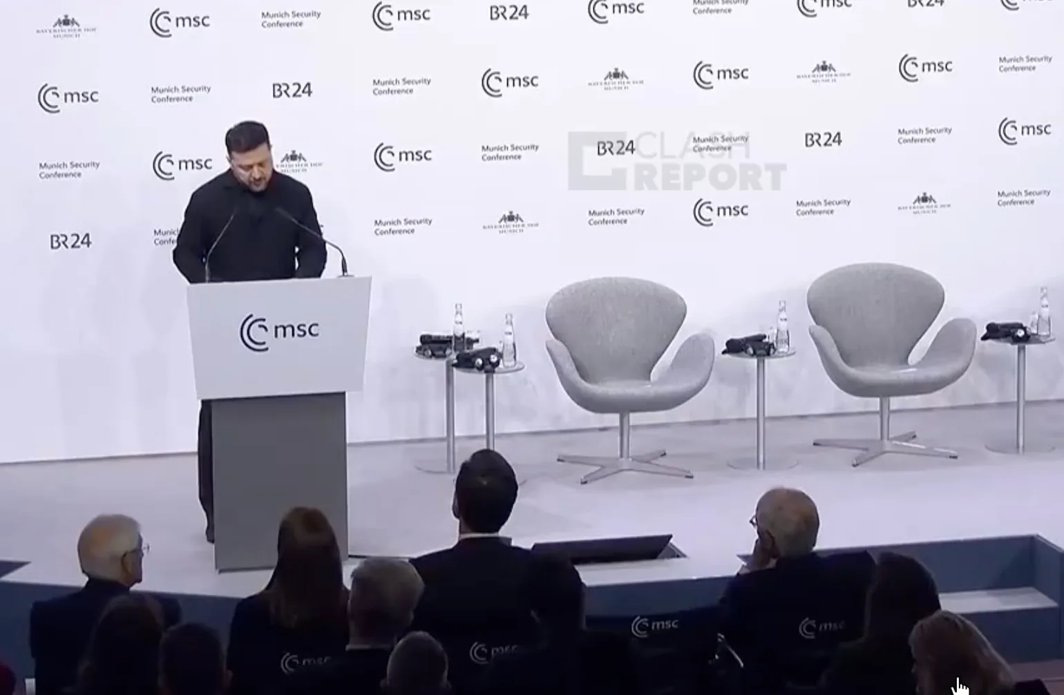 Zelenski susține un discurs la Conferința de Securitate de la München, abordând tensiunile cu Ungaria.