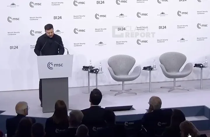 Zelenski susține un discurs la Conferința de Securitate de la München, abordând tensiunile cu Ungaria.