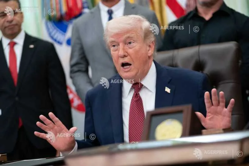 Donald Trump discutând despre tensiunile cu Iranul la Casa Albă.
