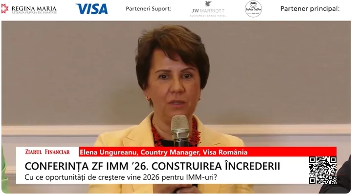 Elena Ungureanu discutând despre plățile digitale în România la o conferință.