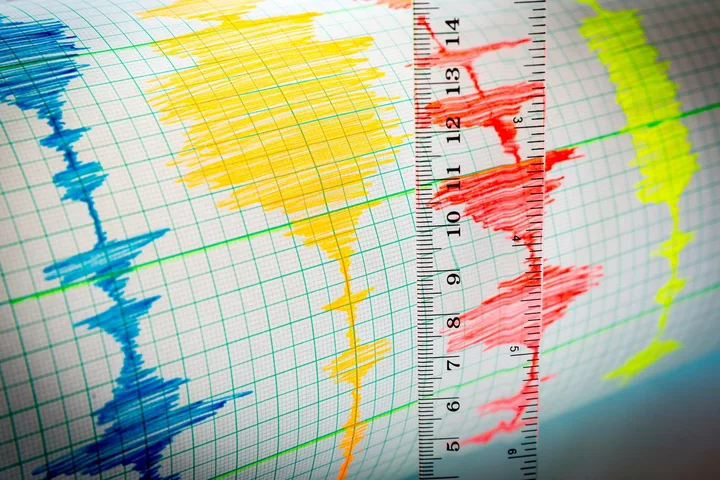Seismograf arătând activitatea seismică din zona Vrancea.