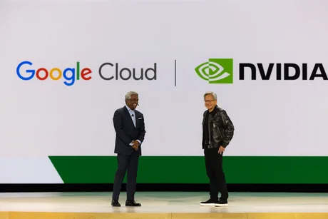 Lideri din Google Cloud și Nvidia discutând despre inovații în AI.