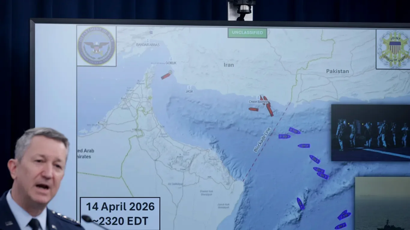 Harta care ilustrează blocada navală a SUA în Golful Oman.