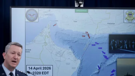 Harta care ilustrează blocada navală a SUA în Golful Oman.