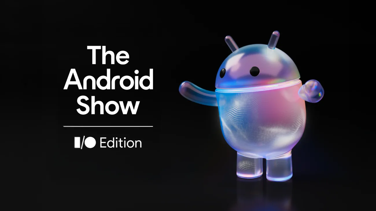 Asistent virtual Android cu design futurist, strălucitor și prietenos.