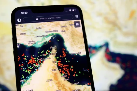 Harta maritimă ce ilustrează activitatea din Strâmtoarea Ormuz