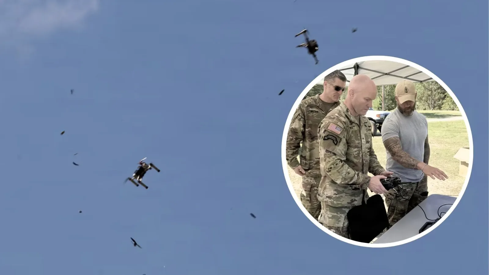 Sisteme anti-dronă în acțiune, demonstrând eficiența interceptoarelor aer-aer.