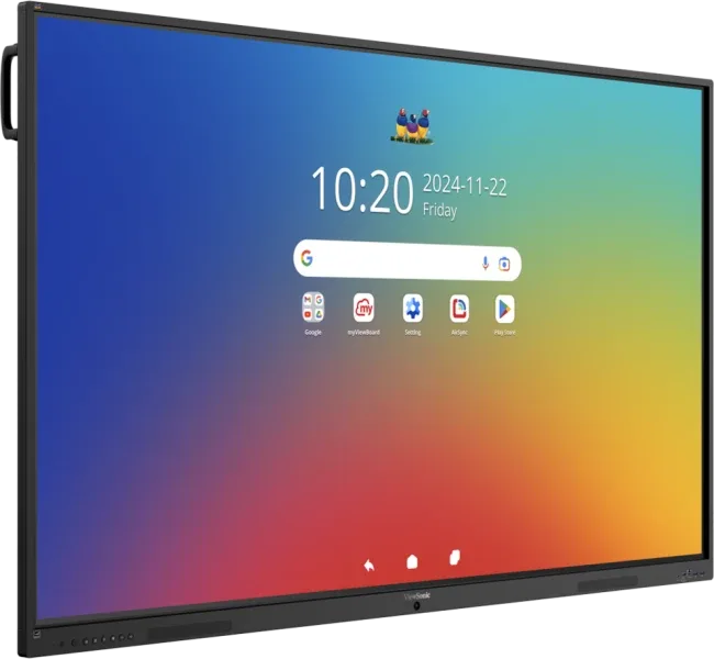 Display interactiv ViewSonic cu Android 16 pentru educație digitală.