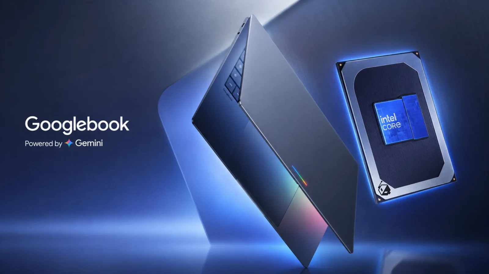 Laptop Googlebook cu design modern și procesor Intel Panther Lake.