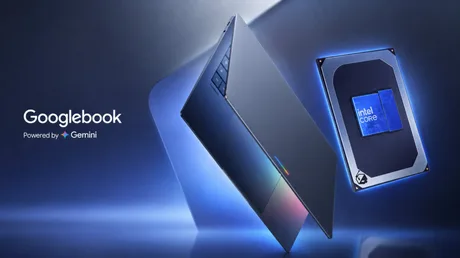 Laptop Googlebook cu design modern și procesor Intel Panther Lake.