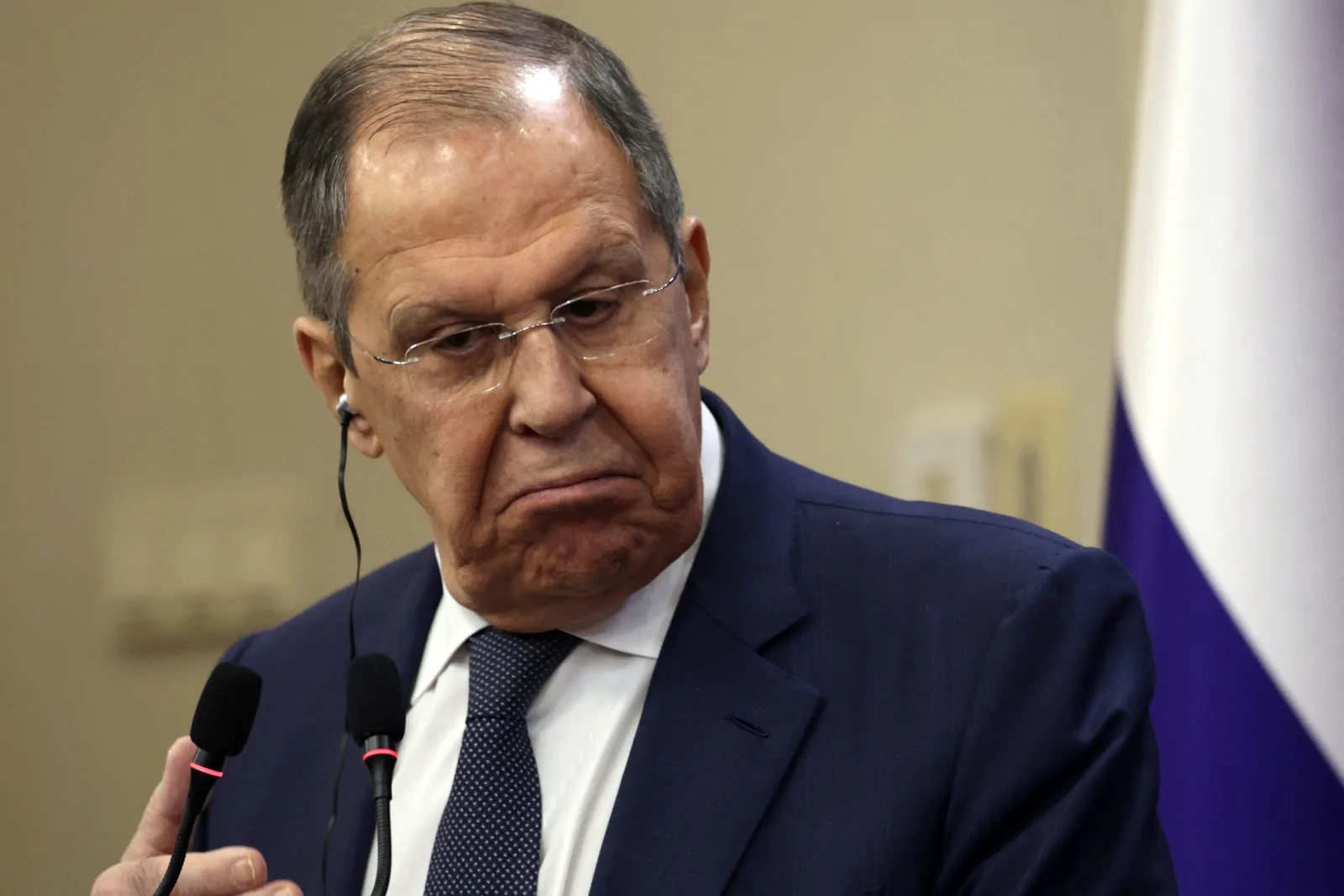 Serghei Lavrov exprimându-și opiniile despre conflictul din Ucraina.