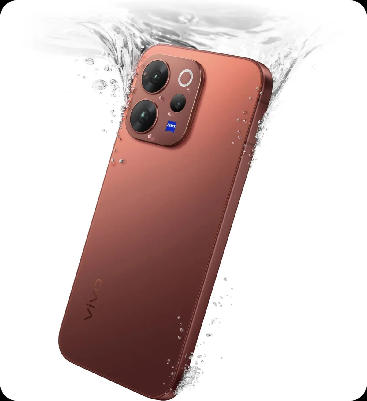 Vivo V70 sub apă, demonstrând rezistența IP68.