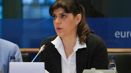 Laura Kövesi discutând despre combaterea corupției în Europa.