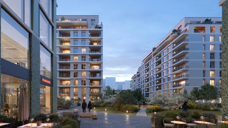 Proiect modern în București, cu clădiri rezidențiale și birouri eficiente energetic.