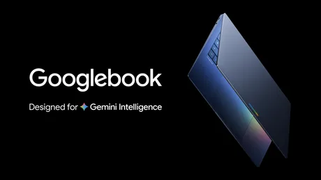 Laptop modern Googlebook, dedicat inteligenței Gemini și integrării cu Android.