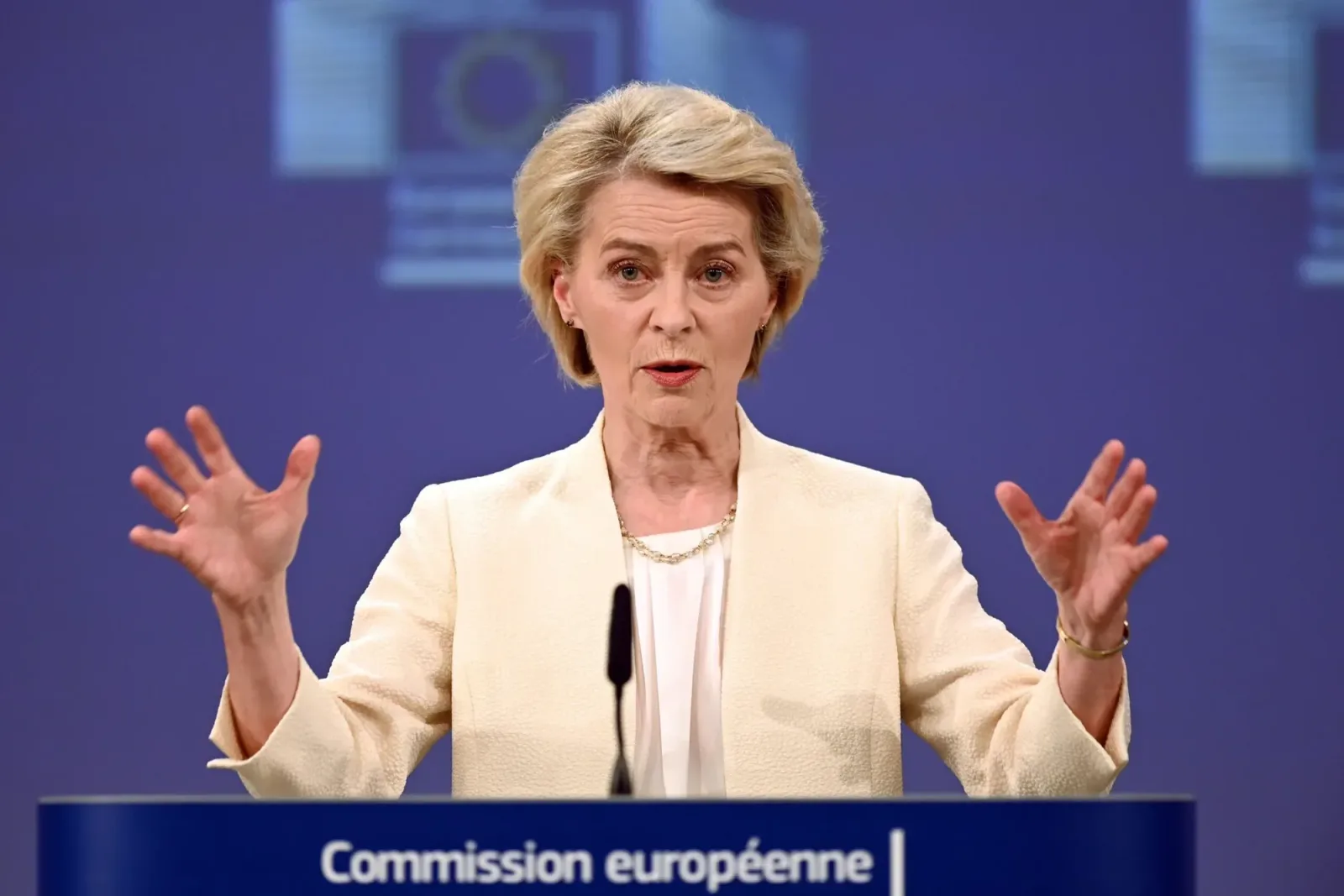 Ursula von der Leyen discutând despre măsurile Comisiei Europene pentru criza energetică.