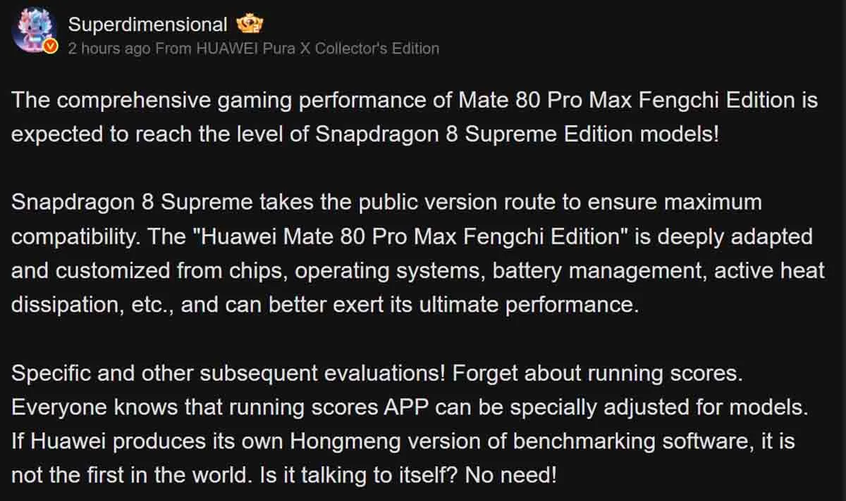 Discuții despre performanța Mate 80 Pro Max în gaming și optimizări hardware.