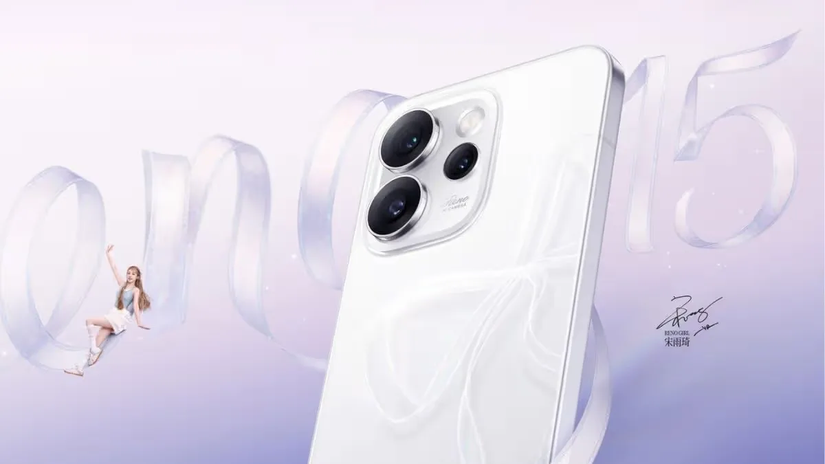 Detaliu al telefonului OPPO Reno 16 Pro, cu un design elegant și camere multiple.