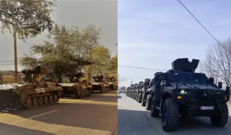 Tehnică militară grea pe drumurile din Galați în perioada exercițiului.