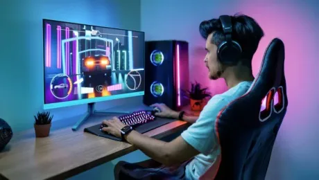 Un jucător concentrat folosește un monitor de gaming Philips pentru o experiență vizuală captivantă.